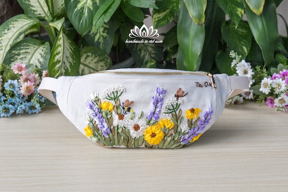 Sac Banane Velours Côtelé écru Et Fleur - Etsy France