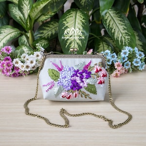 Embroidered clutch bag, Clutch bag with Shoulder Strap