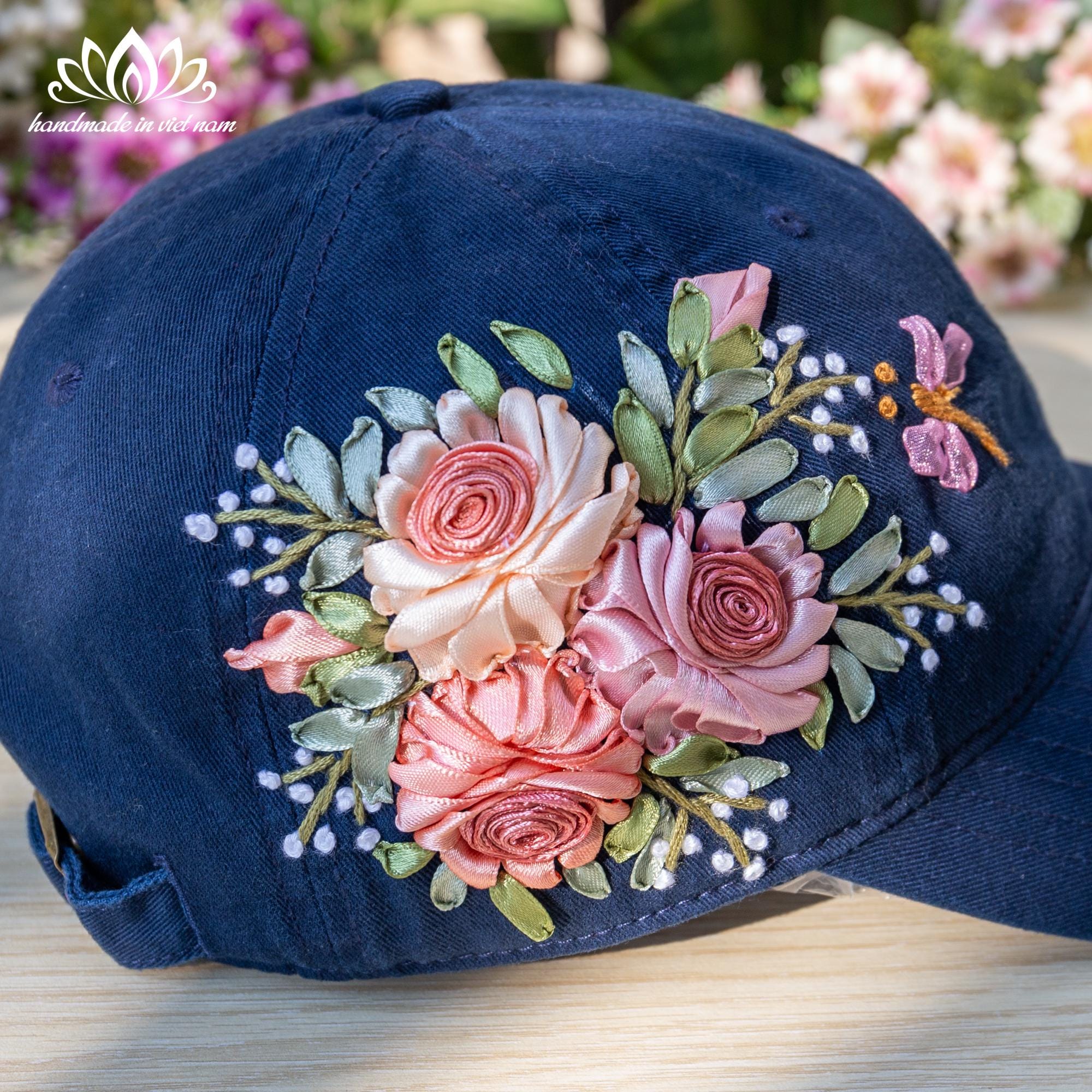Embroidered Baseball Cap Women, Ribbon Embroidery Art - Etsy display picture 1