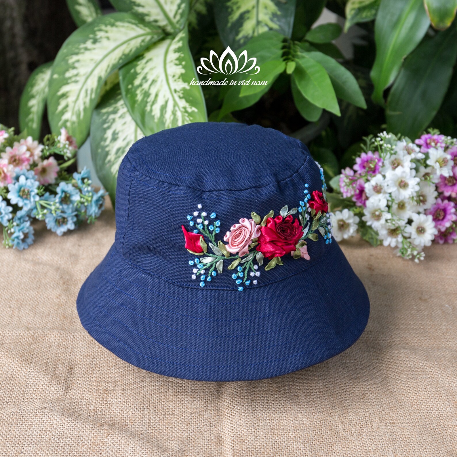 Embroidered Bucket Hat Canvas Bucket Hats Ribbon Embroidery Etsy