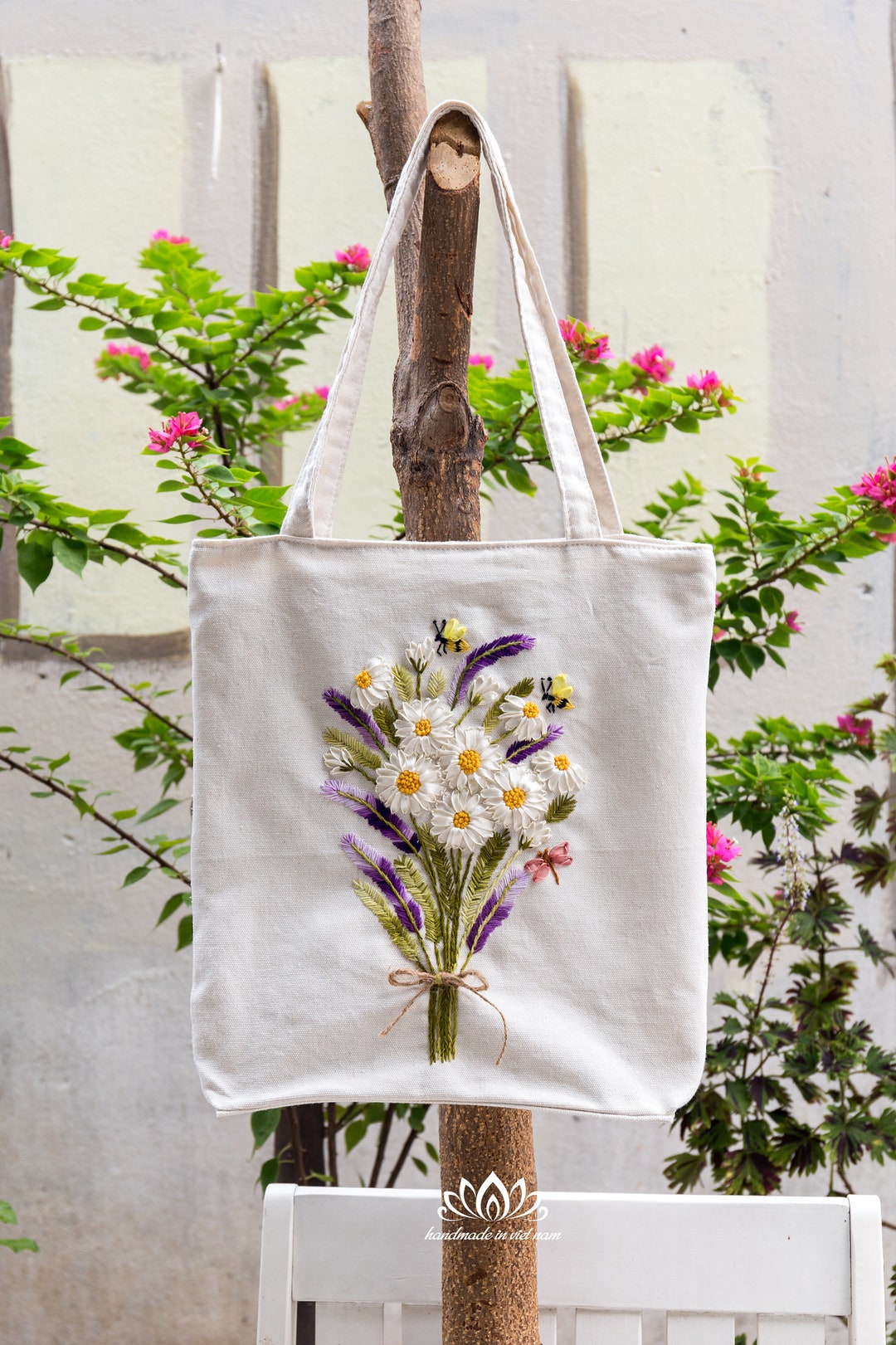 TEMBEA×FRIDAY* flower embroidery stem bag (gingham black