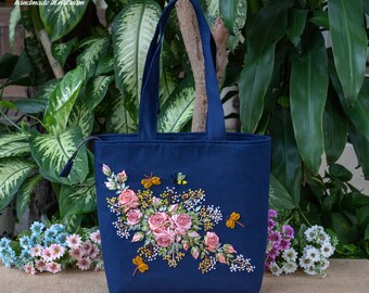 【emis】25SS★ ROSE STITCH ECO BAG ROSE STITCH ECO BAG-BLACK - EMIS