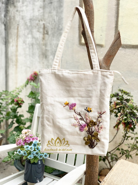 Etsy embroidered tote bags sales
