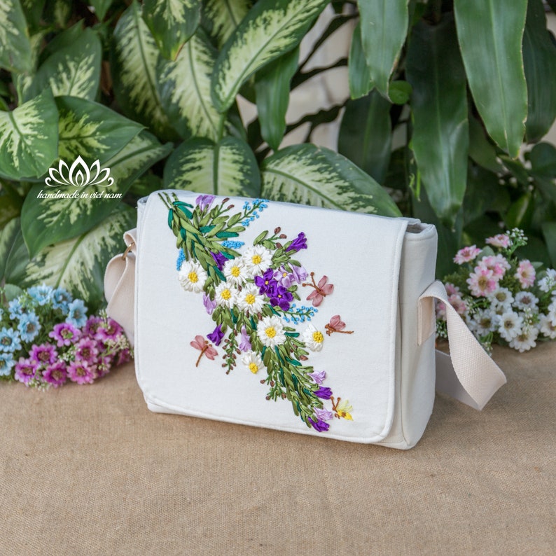 Embroidered Messenger Bag Handmade Sewing Bag Unique Etsy