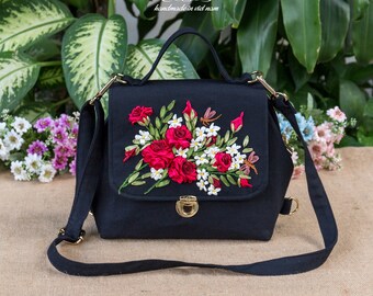 Rose embroidery doctor bag for women, Personal travel bag