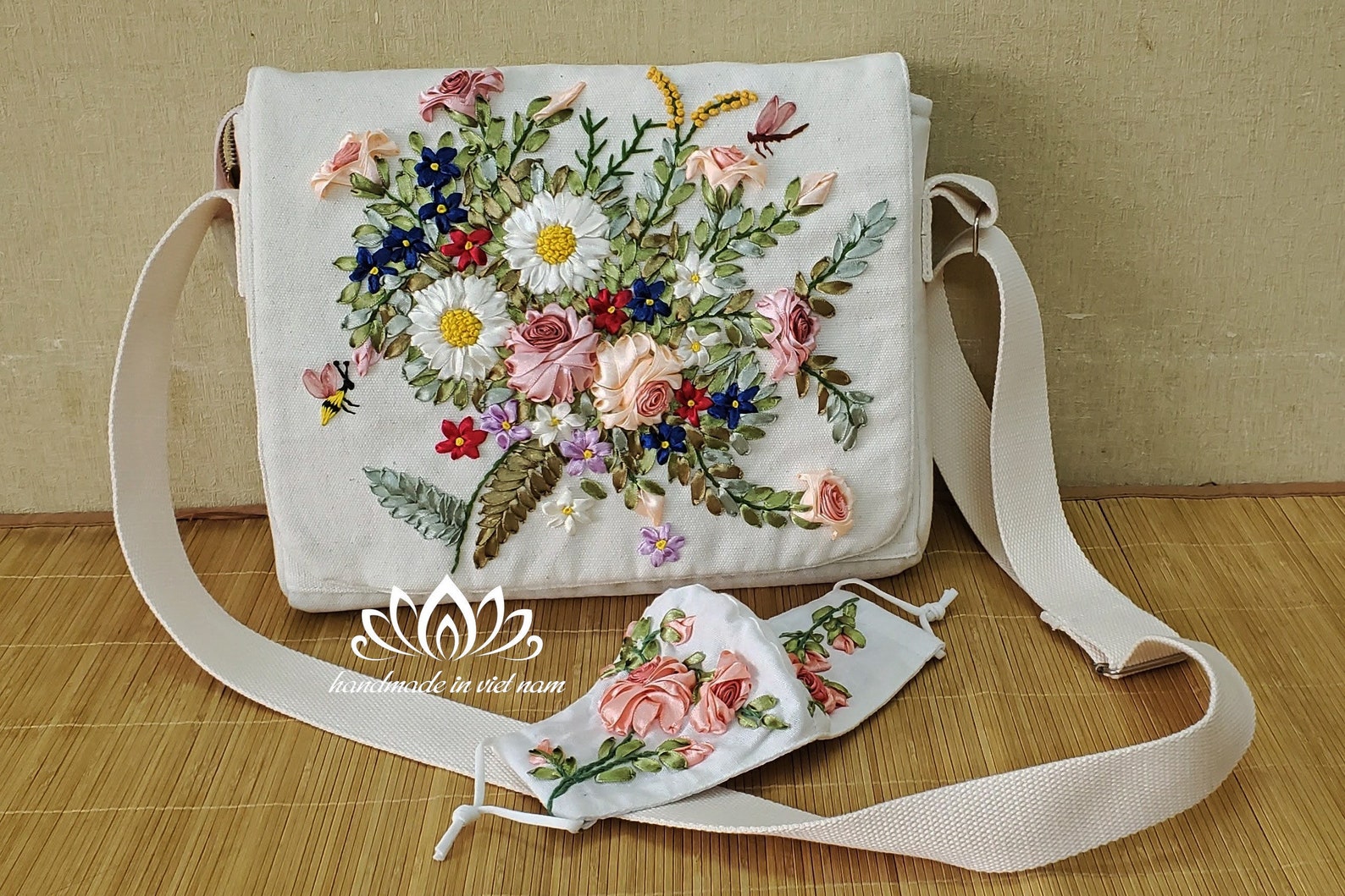 Messenger Bag Embroidered Shoulder Bag Handmade Sewing Bag Etsy