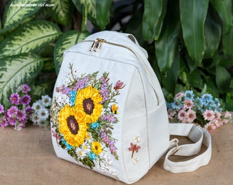 Embroidered Backpacks for Women, Unique Ribbon Embroidery  display picture 1