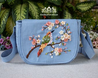 Ribbon Embroidered Shoulder Bag | Unique Gift