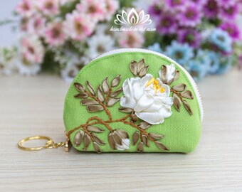 Embroidered Tote Bag, Tote Bag With Zipper, Unique Ribbon