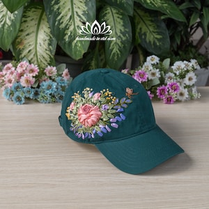 Embroidered baseball cap women, ribbon embroidery art