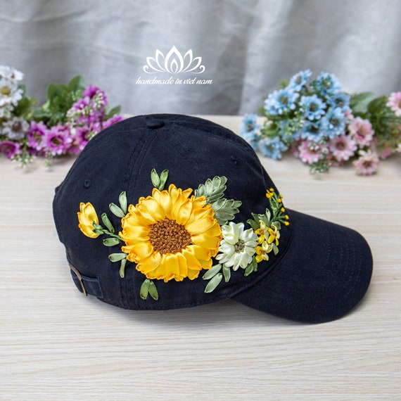 Baseball Cap Embroidered With Sunflowers, Hat for Active