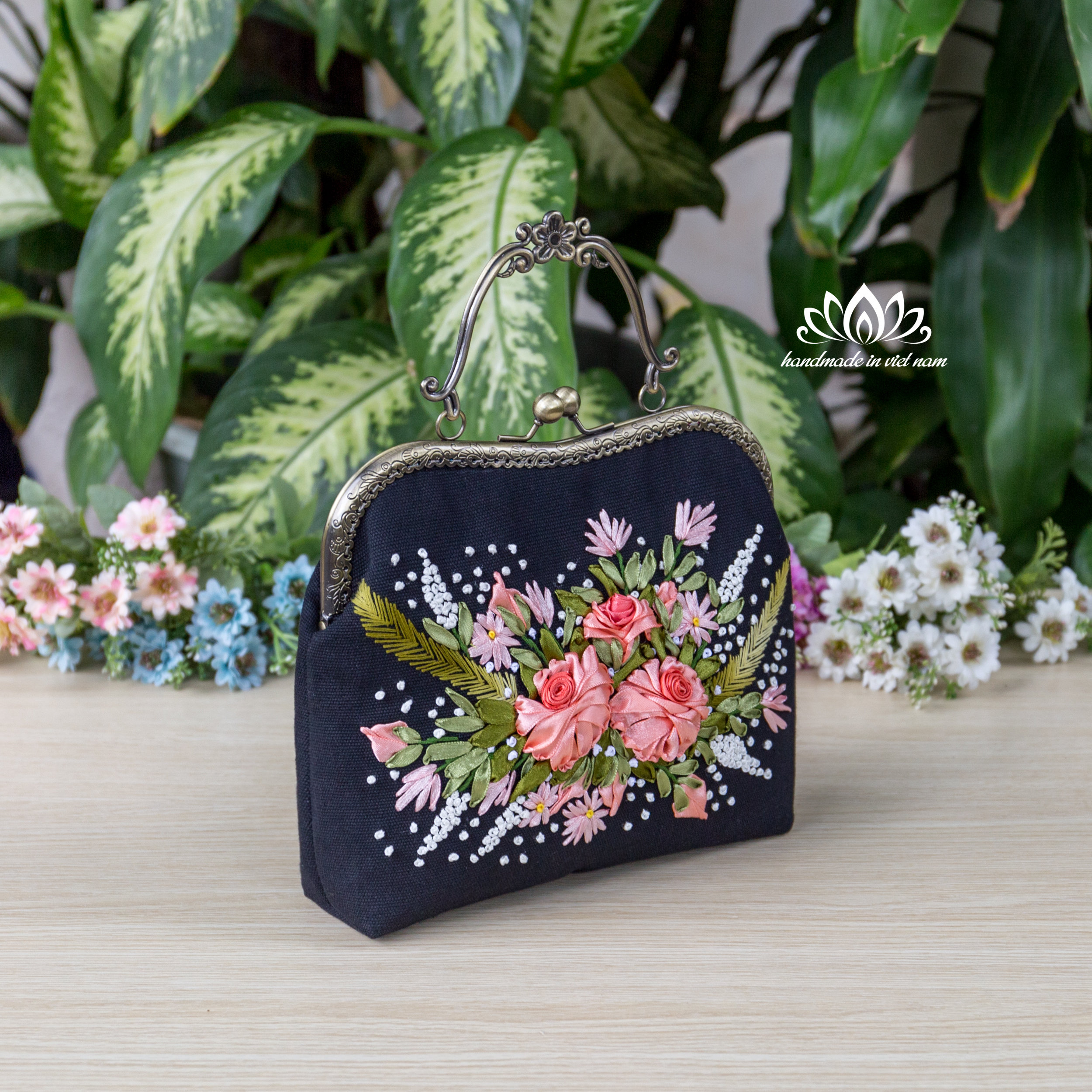 Bolso bordado arte unico del bordado de cinta Etsy Espana