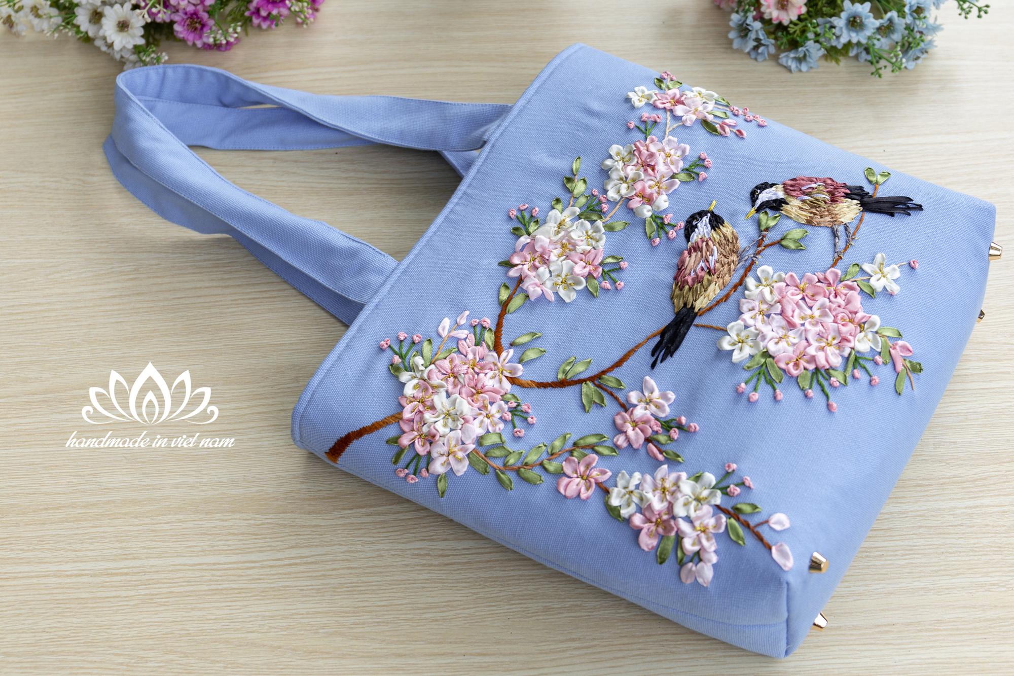 Beautiful Ribbon Embroidered Bag | Thick and Sturdy Tote Bag Beautiful Ribbon Embroidered Bag | Thick and Sturdy Tote Bag