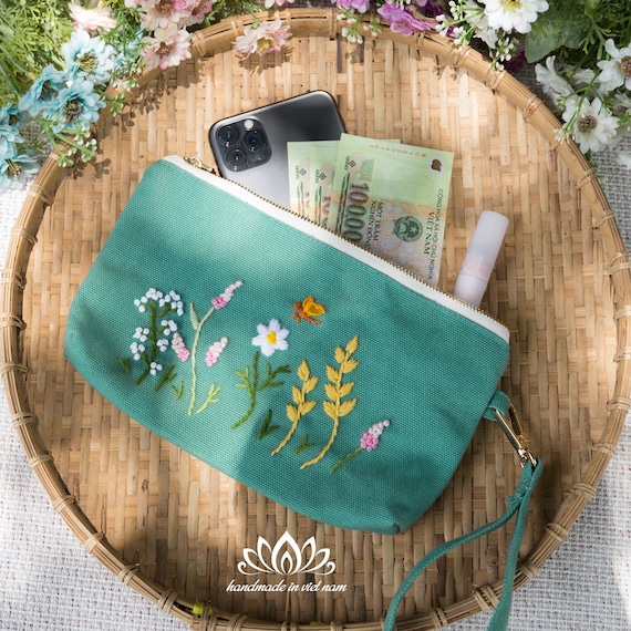 Cartera de lona para mujer con correa para la muneca Monedero para telefono celular Etsy Espana