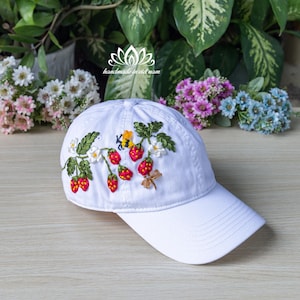 Strawberry embroidered baseball cap, Hat for all seasons