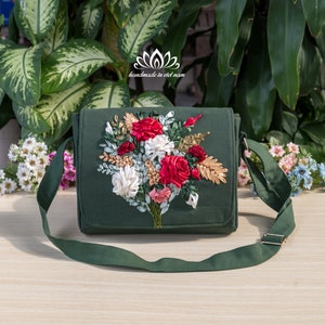 Sac messager brodé | sac à couture fait main | Sac à bandoulière unique