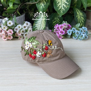 Strawberry embroidered baseball cap, Hat for all seasons