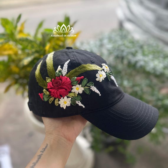 Embroidered Baseball Cap Women, Ribbon Embroidery Art - Etsy display picture 3