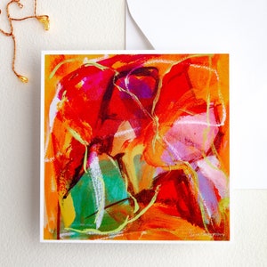 Carte de correspondance vierge aquarelle fleur abstraite avec enveloppes carte de voeux pour maman fille petite amie collègue joyeux anniversaire carte petit art