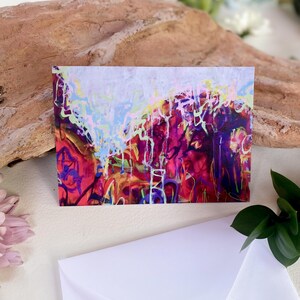 Cartão de notas em branco de montanha abstrata brincalhão com envelope amigo artístico estacionário pequeno presente para amante de arte cartão de felicitações para todas as ocasiões