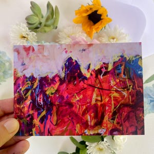 Cartão de visita em branco divertido, arte abstrata, montanha, com envelope, amigo, artístico, estacionário, pequeno presente para amantes da arte, cartão de felicitações para todas as ocasiões