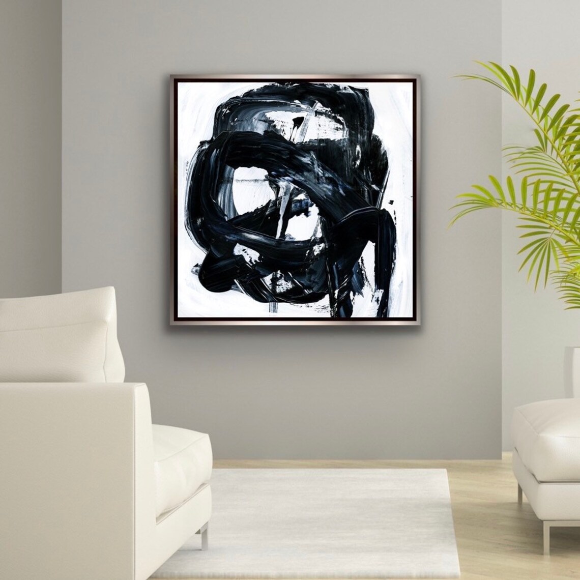 Large Painting 30x30 Black & White Modern minimalismAbstract | Etsy