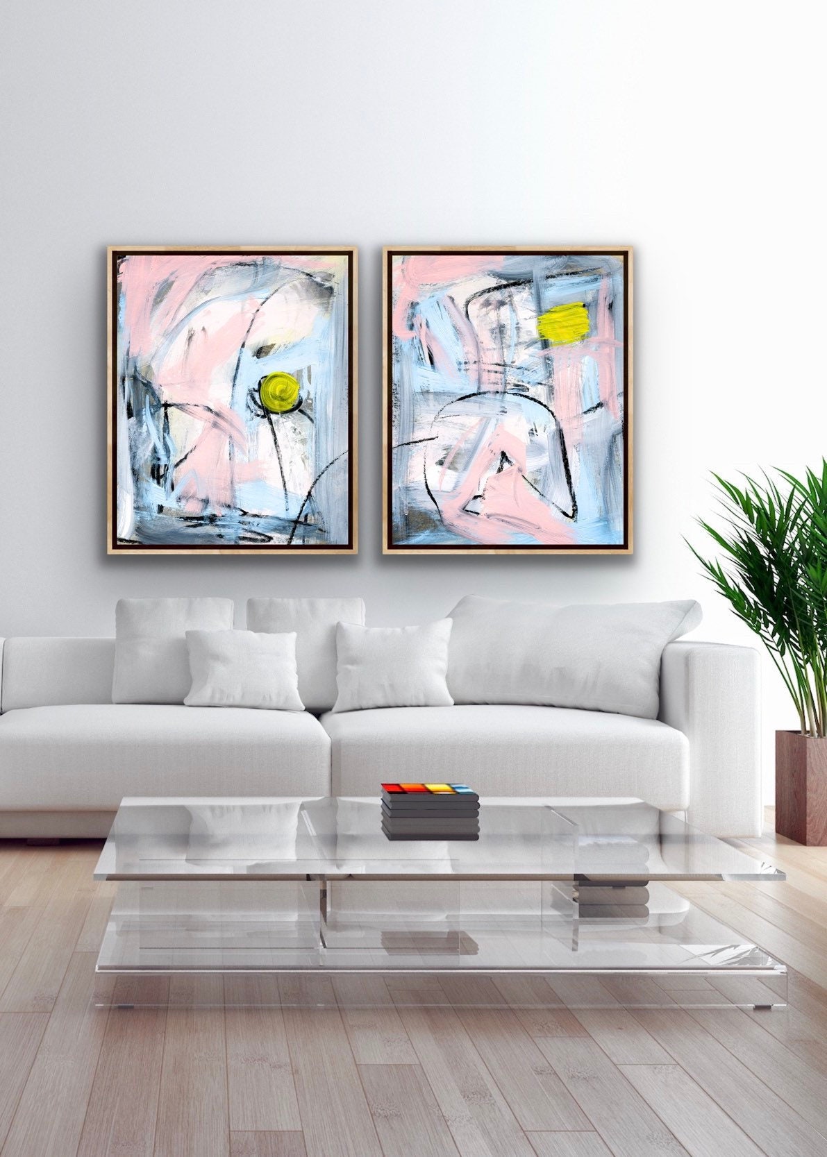 Abstract Art Set of 2 24x30 Art Prints Modern Abstract Wall Etsy