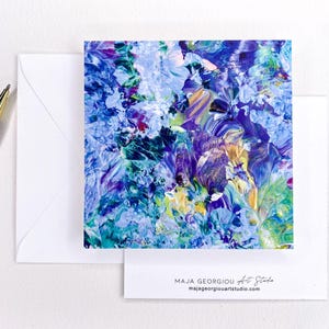 Tarjeta de notas en blanco abstracta y colorida con sobre para un amigo, regalo artístico estacionario para amantes del arte, tarjeta de felicitación divertida para todas las ocasiones