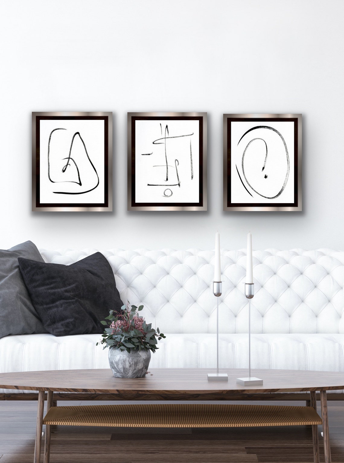 Gallery Wall Art Set of 9 Minimal Art Prints Black & White Etsy