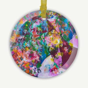 Floral Glass Ornament: Original Flower Painting Art Keepsake