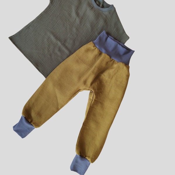 Linen trousers children's cuffs summer trousers lightweight trousers color selection holiday trousers Naturkind Handmade in Germany