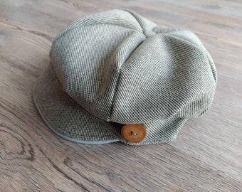 BALLOON CAP Wool Michel beanie Wool tweed COLOR SELECTION Beanie Wool Herringbone Wooden button Lined Child/adult school enrollment transition