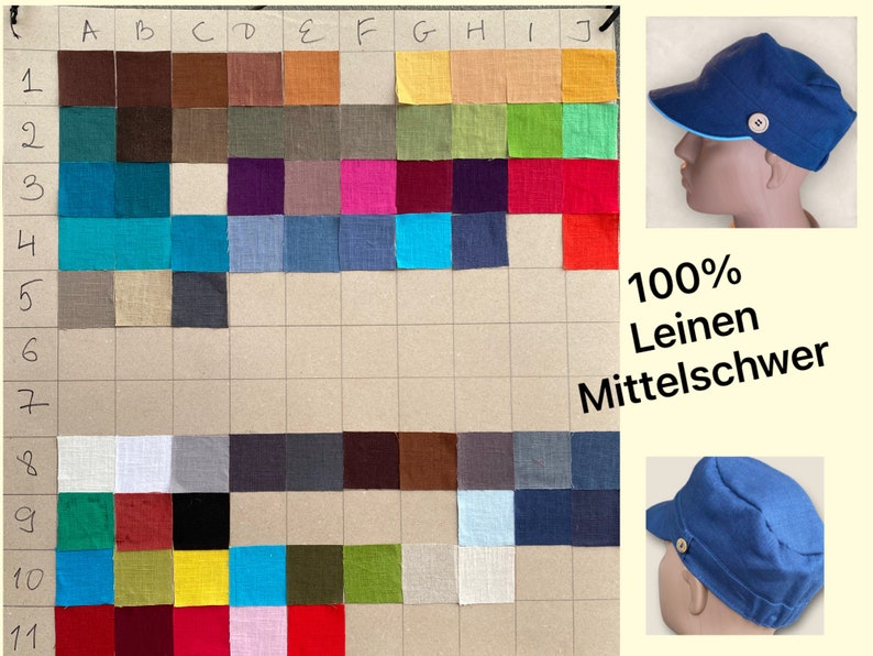 Michel Mütze LEINEN Retro Sonnenschutz Kind Erwachsene Farbauswahl Holzknopf Unikat Cap Sommer Urlaub Individuell Naturkind Waldkindergarten Bild 6