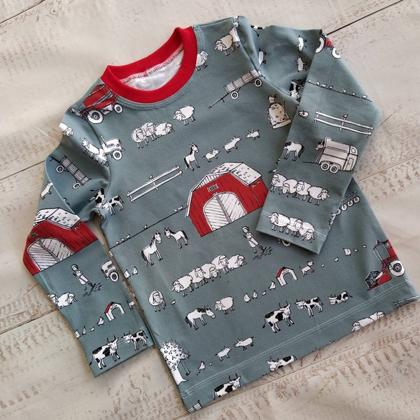 Long sleeve shirt shirt organic cotton jersey farm animals Lillestoff Sussalabim fabric selection 56-164 boys girls short sleeve German jersey