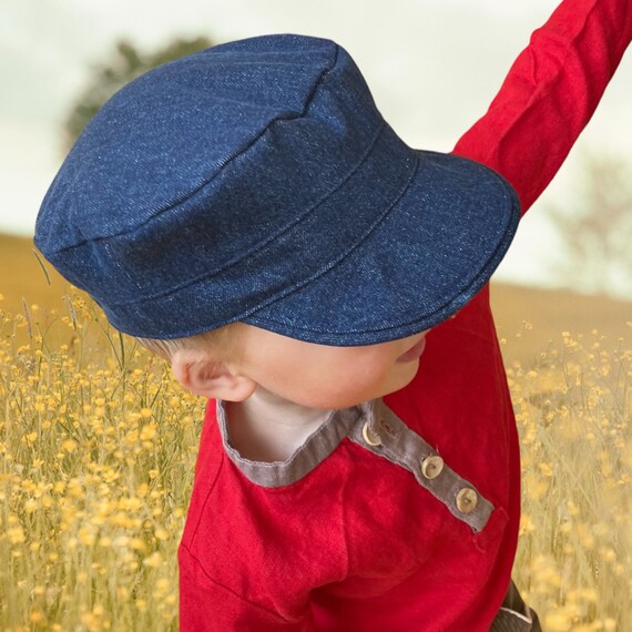 Elbsegler Michel Unique Hat Jeans Blue Michel Hat Kartuz with Peak Child Michel Hat Button Natural Colors child hat