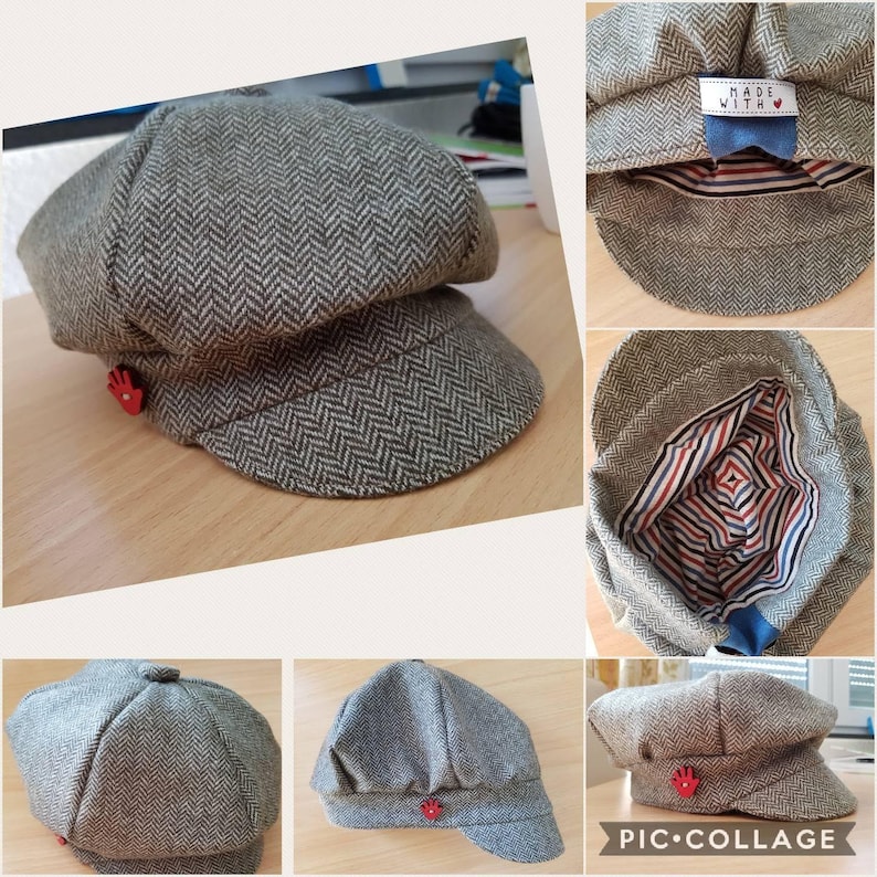 BALLONM\u00dcTZE Michelm\u00fctze wool tweed COLOR SELECTION FROM Germany hat wool herringbone wooden button lined childadult ear protection