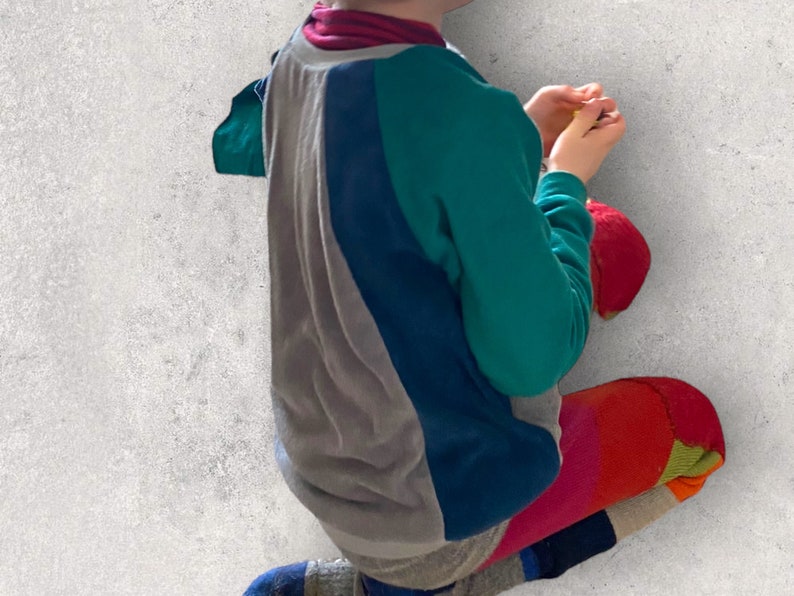 Frottee Pullover für Kinder Jungs Mädchen Baumwolle Color Blocking Farbenmix Germany Jersey Bild 2
