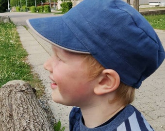 Michel hat LINEN 230 Retro sun protection child adult color selection wooden button unique summer holiday individual nature child forest kindergarten