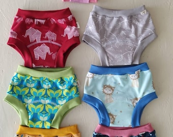 Children's training pants Molton+waterproof PUL training diaper briefs 68-116 diaper-free dry training pants briefs Handmade in Germany