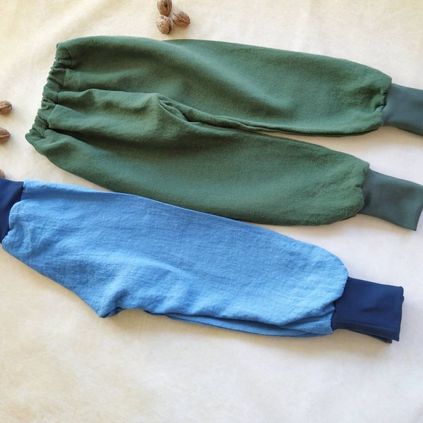 Linen stonewashed pants children cuffs jogger summer pants light pants color selection holiday pants Naturkind Handmade in Germany