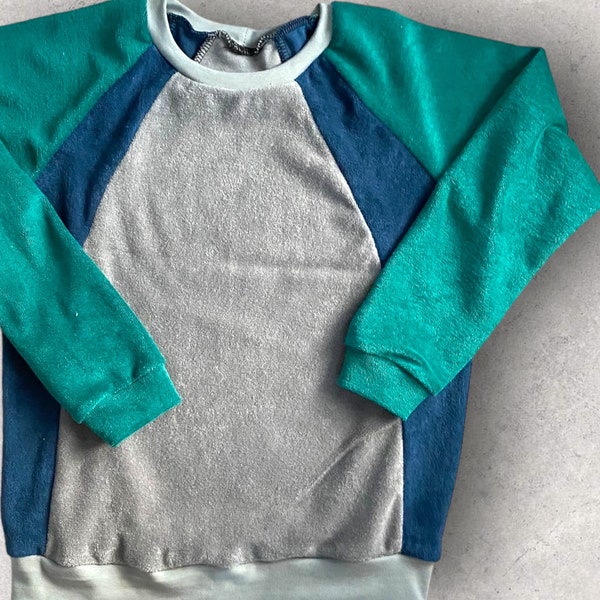 Frottee Pullover für Kinder Jungs Mädchen Baumwolle Color Blocking Farbenmix Germany Jersey