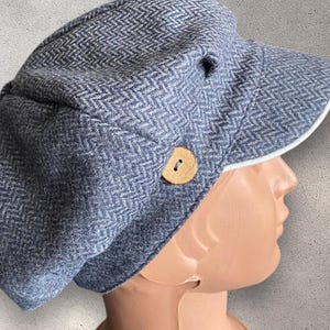 BALLOON HAT Michelmütze WOOL Children Ladies Wool Tweed COLOUR SELECTION Hat Herringbone Wooden Button Lined Ear Protection Handmade Germany