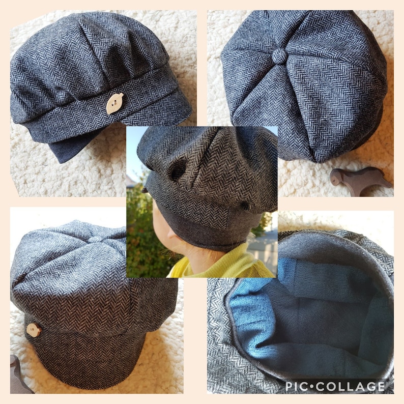 BALLONM\u00dcTZE Michelm\u00fctze wool tweed COLOR SELECTION FROM Germany hat wool herringbone wooden button lined childadult ear protection