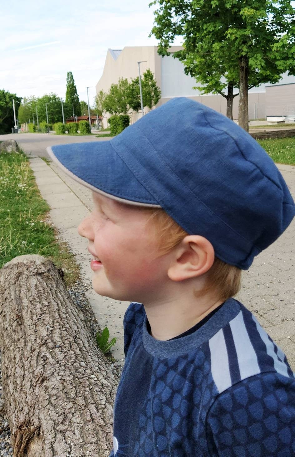 Michel hat LINEN 230 Retro sun protection child adult color selection wooden button unique summer holiday individual nature child forest kindergarten