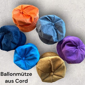 Ballon Mütze Erwachsene Kinder Cord Baumwolle gefüttert Stoffauswahl Kundenwunsch Unikat Handmade Germany Bild 1