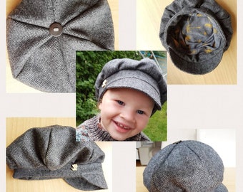 CHAPEAU BALLON Chapeau Michel Femme Laine Tweed SÉLECTION DE COULEUR Chapeau Laine Chevrons Bouton en Bois Doublé Protection Oreille Enfant/Adulte