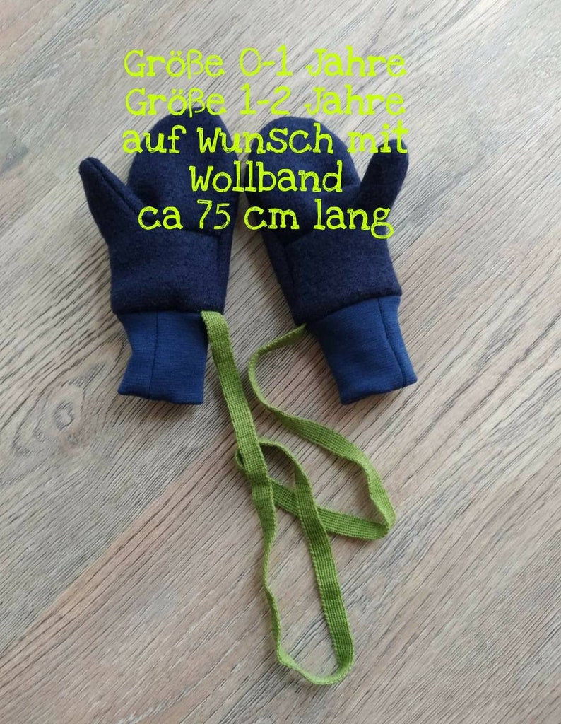 Handschuhe Fäustlinge Kind Bio Wolle Schurwolle Wollwalk Wollbündchen Geschenk Überraschung Uni Bunt Bild 4