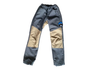 Kinder Jungs Cargo Hose Jeans Robust Matchhose Besatz Freizeit Outdoor Fidibux Cord Jeans Knie und Po Besatz wasserfest 74-164