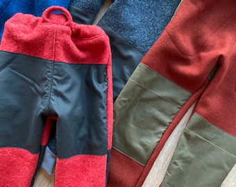 Pantaloni Woolwalk per bambini, invernali, da esterno, in lana nuova, con bordo in pelle cerata/Cordura, con cintura regolabile, robusti, per l'asilo nido, 74-164 tasche OPZIONALI