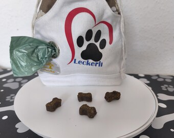 Sac à friandises fait main avec distributeur de sacs à déjections canines et porte-clés | Sac à friandises pour chien